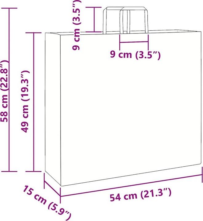 Produktbild VidaXL Kraftpapiertüten 250 Stk. mit Henkel Weiss 54x15x49 cm Papiertüte (Geschenktüte, 250 x)