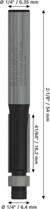 Image du produit Bosch Professional Zubehör Fraise à affleurer pour stratifié, 1/4 de pouce, D1 6,35 mm, L 16,2 mm, G 54 mm