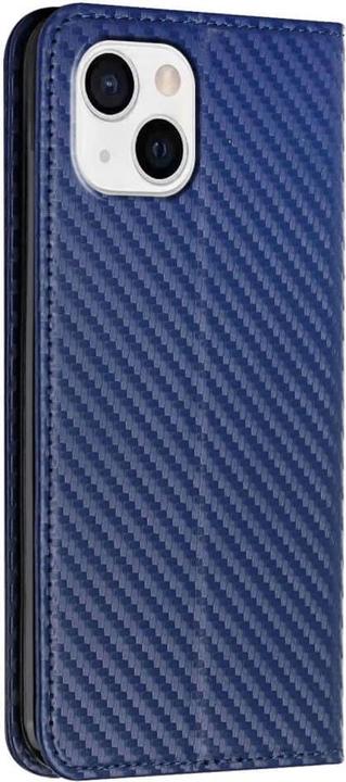 Productafbeelding Cover-Discount iPhone 15 - Carbon Look Flip Case Cover blauw (Apple iPhone 15)