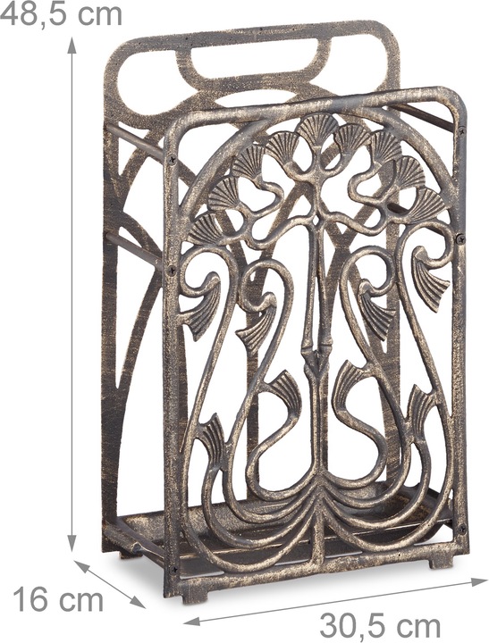 Actual product image Relaxdays Cast Iron Umbrella Stand, Rectangular (30.5 x 16 x 48.5 cm)
