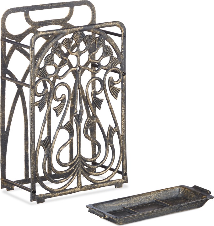 Actual product image Relaxdays Cast Iron Umbrella Stand, Rectangular (30.5 x 16 x 48.5 cm)
