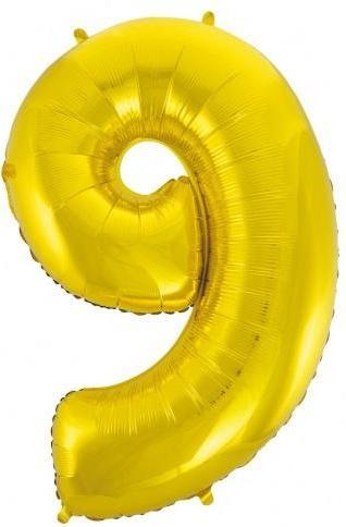 GoDan B&C Folienballon Nummer 9, Gold, 92 cm (1x)