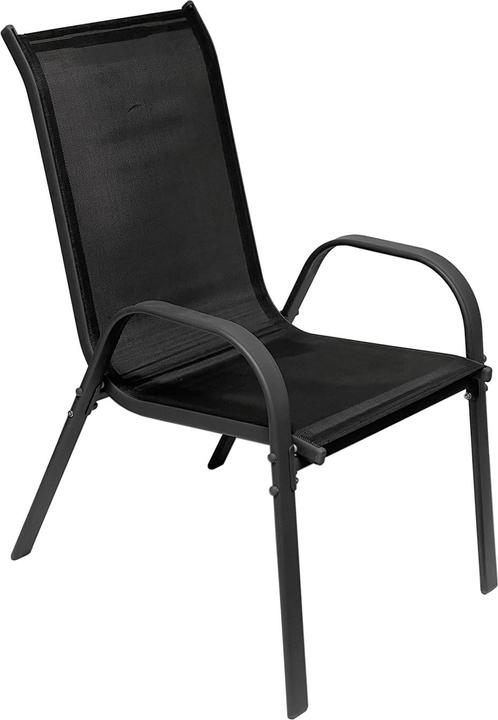 Actual product image Mojawo 2 pieces garden stacking chair colour anthracite - black metal - textile