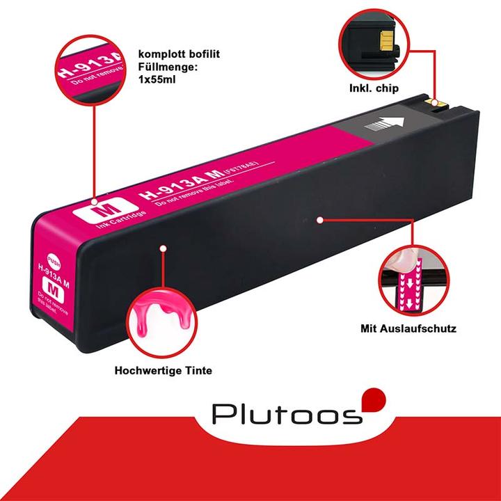 Produktbild Plutoos HP 913A Patrone XXL kompatibel, Magenta F6T78AE (M)