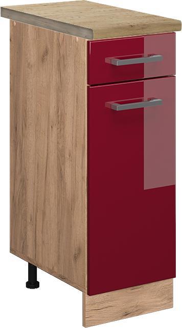 Bordeaux Hochglanz, Goldkraft Eiche, Rot, Rot Hochglanz