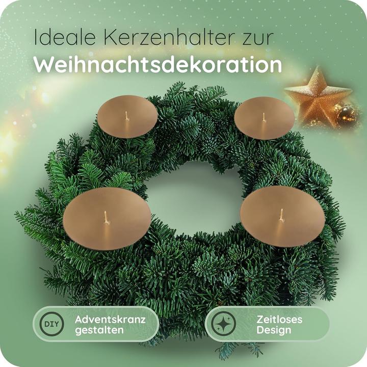 Produktbild Novaliv 4x Kerzenpick mit Dorn 10cm GOLD Kerzenpick Metall rund für Adventskranz Kerzenständer