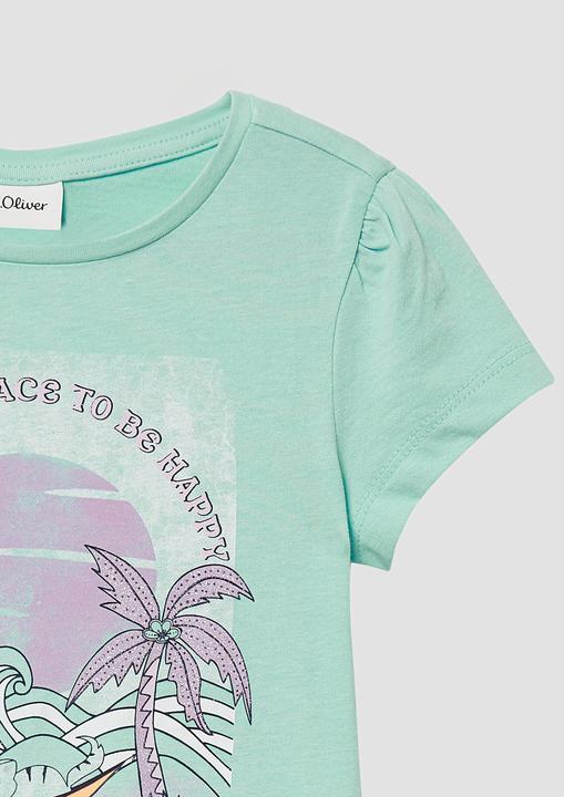 Produktbild S.Oliver T-Shirt Ausgestelltes T-Shirt mit Glitzerprint und Puffärmeln (140)