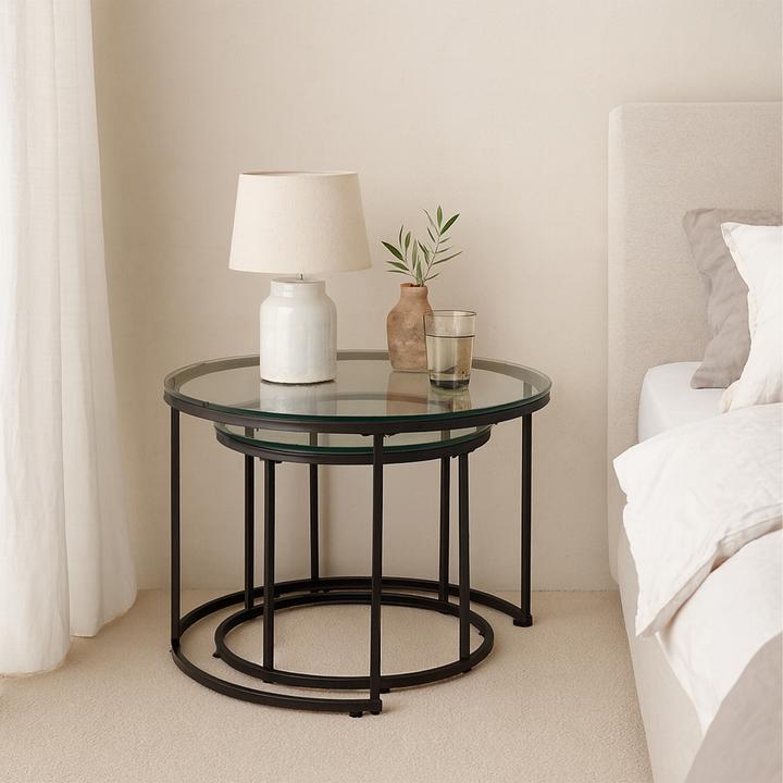 Image du produit Relaxdays Satztisch 2er Set Glas & Metall