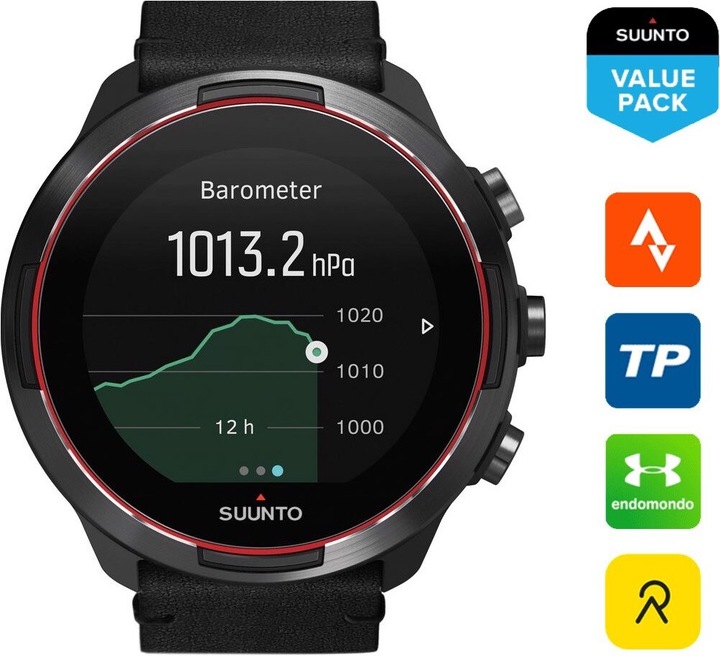 Actual product image Suunto 9 Baro Red Gift Box with extra Leather Strap (50 mm)