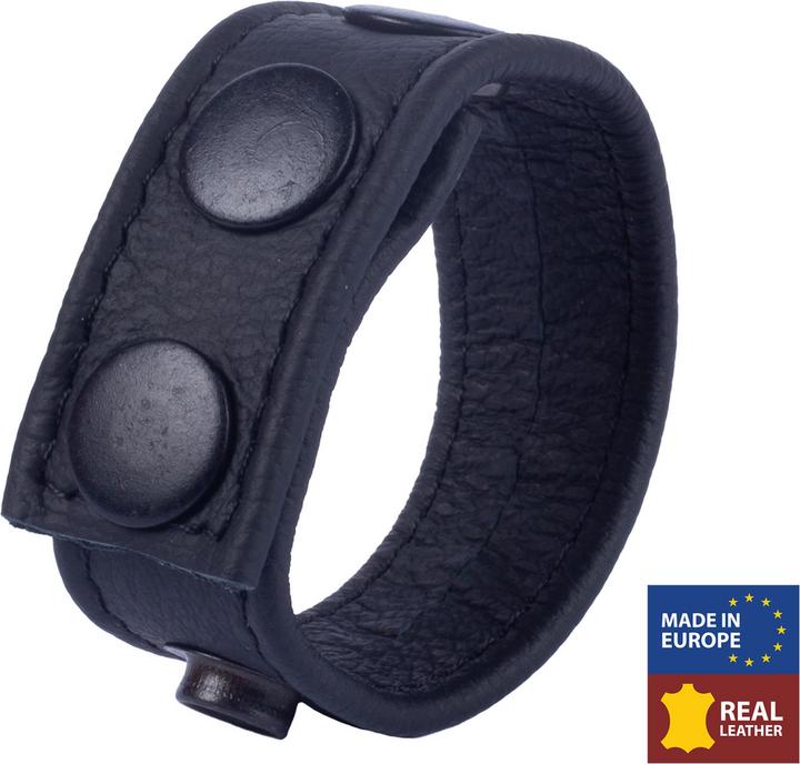 Productafbeelding Red Leather Cocky - Adjustable Leather Cockring - Black (6 cm)