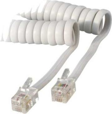 Produktbild S-Conn Hörerkabel gewendelt 4 m Western/Western 4/4 weiss