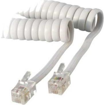 S-Conn Hörerkabel gewendelt 4 m Western/Western 4/4 weiss, Telefon Zubehör