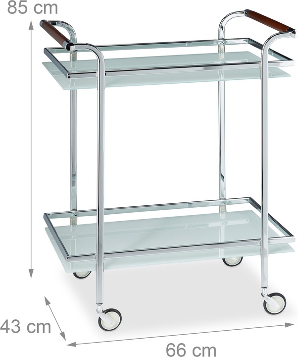 Actual product image Relaxdays Frosted Glass Side Trolley