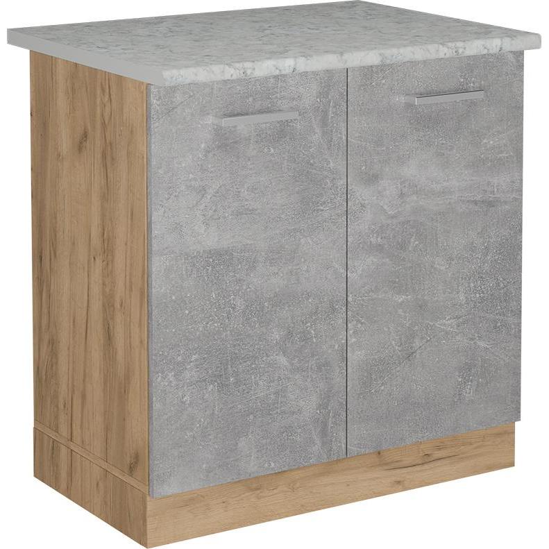 Vicco, Regal, Küchenunterschrank R-Line, Beton/Goldkraft Eiche, 80 cm AP Marmor
