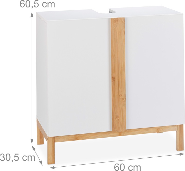 Actual product image Relaxdays Bathroom Floor Cabinet, 2 Shelves (60 x 30.5 x 60.5 cm)