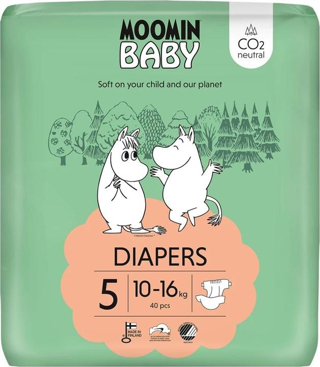 Muuwmi Muumi MOOMIN Baby, Pieluszki 5 MAXI (10-16 kg), 40 szt. EKO* (40 pcs.)