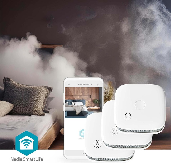 Actual product image Nedis SmartLife Smoke Detector | Wi-Fi | Battery operated | Sensor life: 10 years | EN 14604 | M