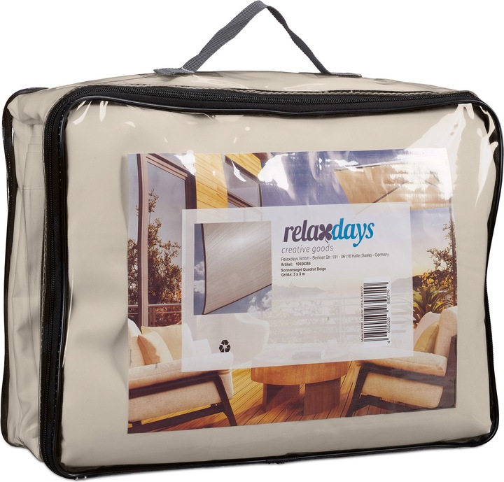 Actual product image Relaxdays Square Beige Awning (300 x 300 x 0.5 cm)