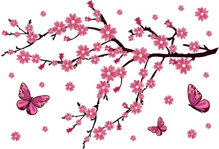 Trenddeko Cherry blossoms with butterflies