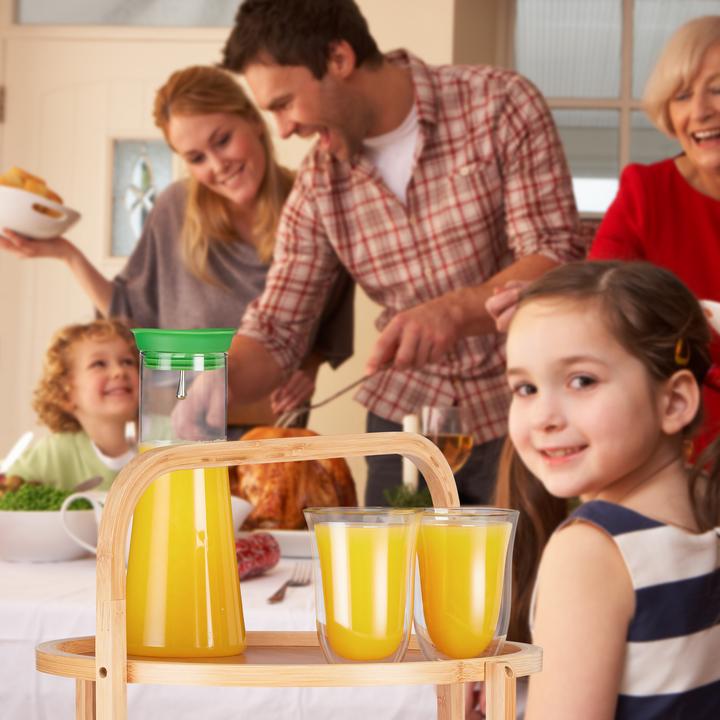 Image du produit Relaxdays Desserte de service en bambou, sur roues