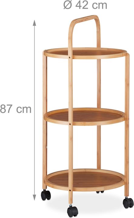 Image du produit Relaxdays Desserte de service en bambou, sur roues
