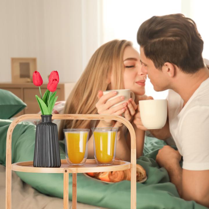 Image du produit Relaxdays Desserte de service en bambou, sur roues