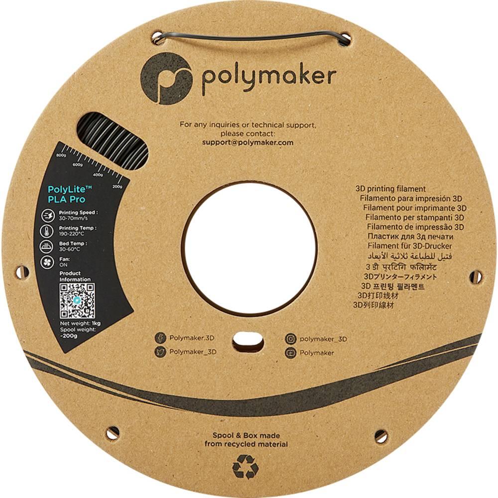 Thumbnail - Polymaker PolyLite PLA PRO Black 1.75mm 1kg (PLA-R, 1.75 mm, 1000 g, Schwarz), 3D Filament, Schwarz