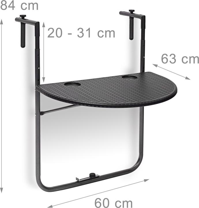 Actual product image Relaxdays Balcony hanging table (63 cm)