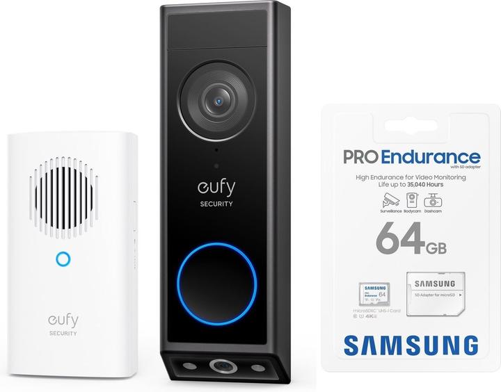 Actual product image eufy E340 2K Wireless video doorbell including chime + samsung microSDXC 64GB Pro - discount bundle