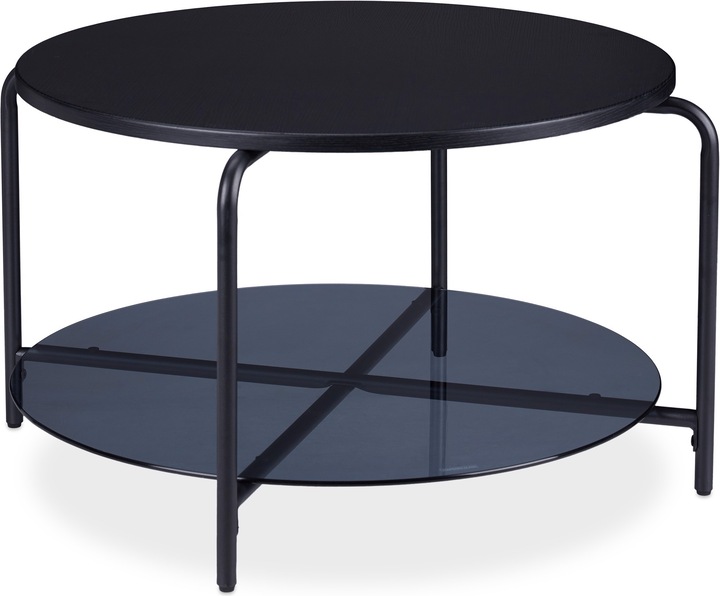 Actual product image Relaxdays Round Black Coffee Table (80 x 80 x 45 cm)
