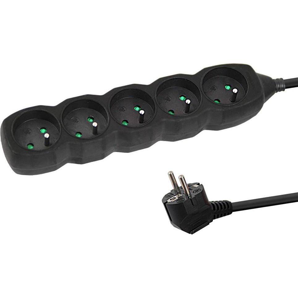 Esperanza Nero Ciabatta Multipresa, Power Strip 5 Sockets 3M Black (5X, Cee 7/4, 3 M)