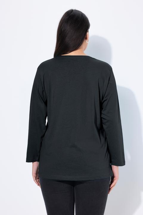 Image du produit Ulla Popken T-shirt coupe Relaxed Fit, décolleté en V et manches longues (42, 44)