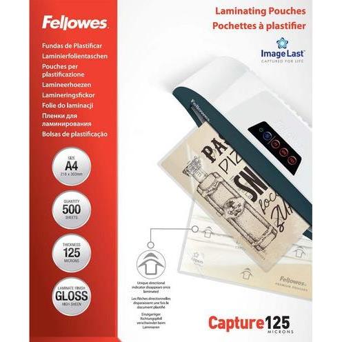 Fellowes, Pouches di plastificazione, PK500 LAMINIERFOLIEN 100144249 (A4, 500 pz., 125 µm)