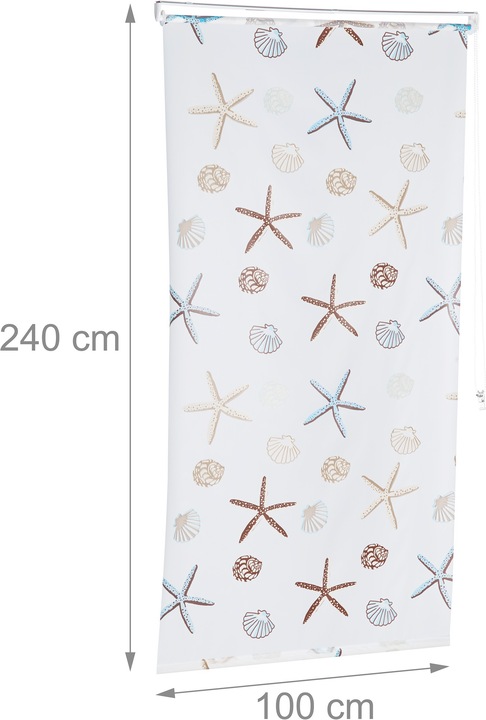 Actual product image Relaxdays Shower Curtain Roller Blind Ocean (100 x 5 x 240 cm)