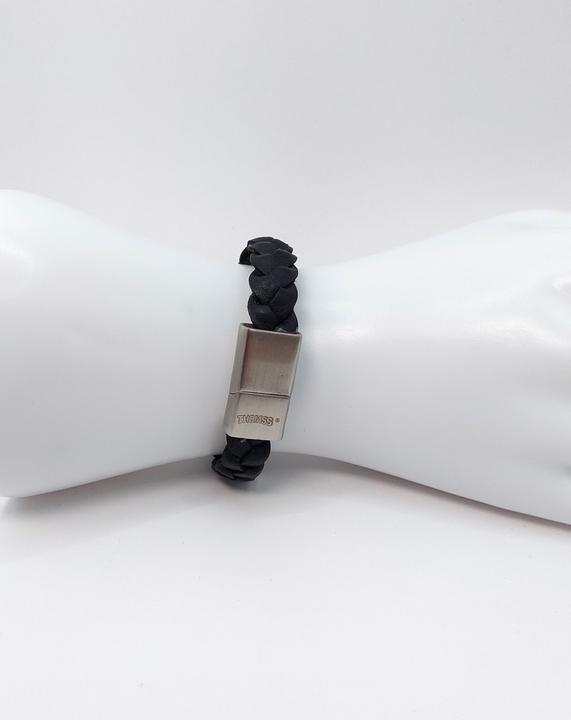 Produktbild Thomss Lederarmband No.01 Little Kinder-/Jugendarmband Schwarz mit Edelstahlverschluss (17.50 cm, Edelstahl, 100% Leder)