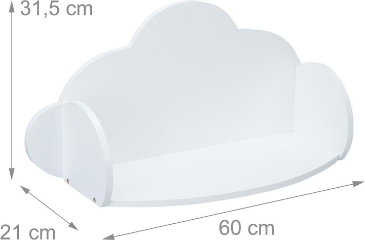 Actual product image Relaxdays Wall Shelf Cloud, Shelving For Children's Room (60 x 21 x 31.5 cm)