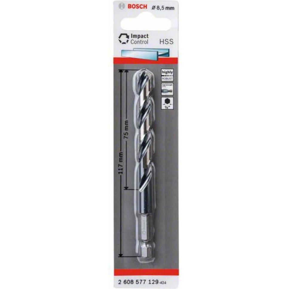 Thumbnail - Bosch Professional Zubehör, Bohrereinsatz, HSS Spiralbohrer mit Sechskantschaft 8,5 mm (8.5 Millimeter)