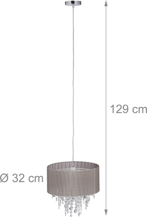 Image du produit Relaxdays Lampe suspension en cristal, organza (E27)