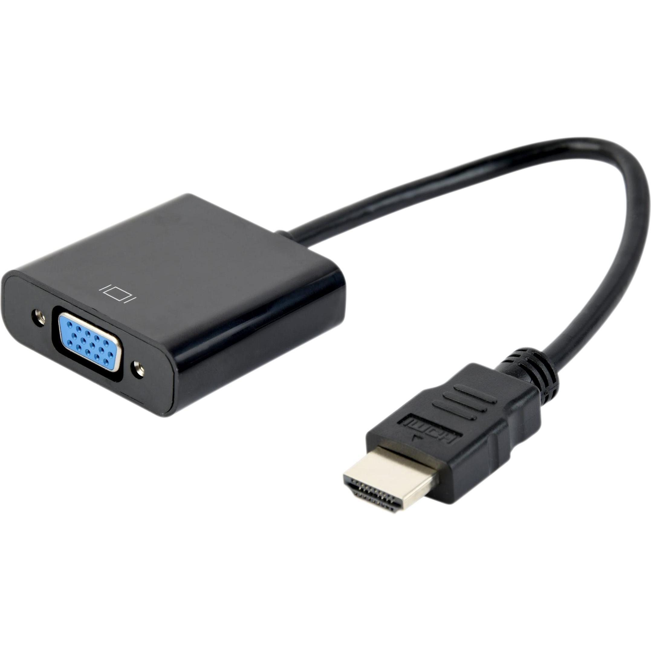 Gembird Da HDMI a VGA (VGA, 4.50 cm), Adattatore dati + video, Nero