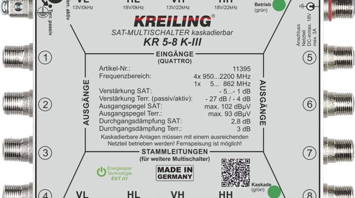 Produktbild Kreiling Multischalter kaskadierbar 4+1 Ein., 8 Teil. KR 5-8 K-III (Multischalter)