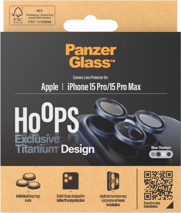 Produktbild PanzerGlass Hoops Camera Lens Protector (1 Stück, Apple iPhone 15 Pro Max, Apple iPhone 15 Pro)