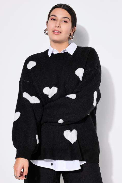 Produktbild Studio Untold Pullover, oversized, HEARTS-Muster, Ballon-Langarm (46, 48)