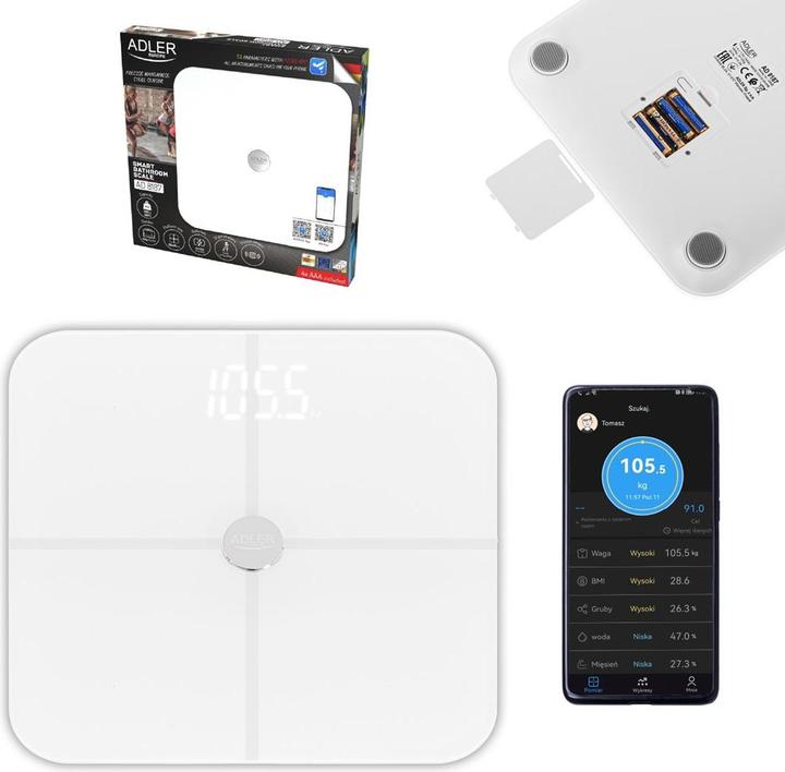 Produktbild Adler Smart Bathroom Scale | AD 8187 | Maximum weight (capacity) 180 kg | Accuracy 100 g | Body Mass Index (180 kg)