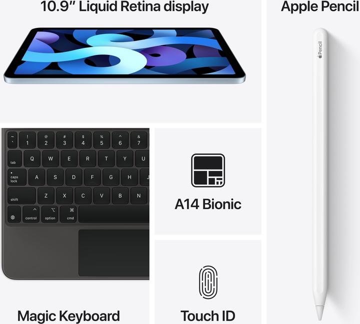 Produktbild Apple iPad Air 2020 (4. Gen) (nur WLAN, 10.90", 256 GB, Silver)