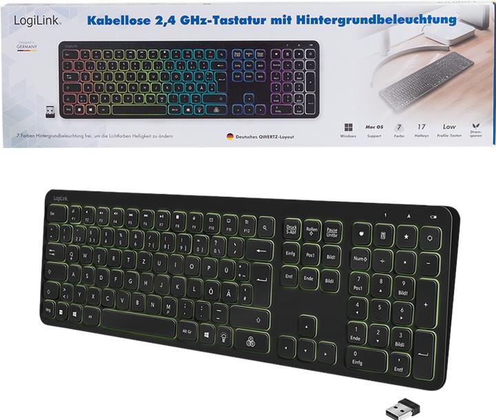 Actual product image LogiLink Keyboard Wireless Gaming Black (DE, Wireless)