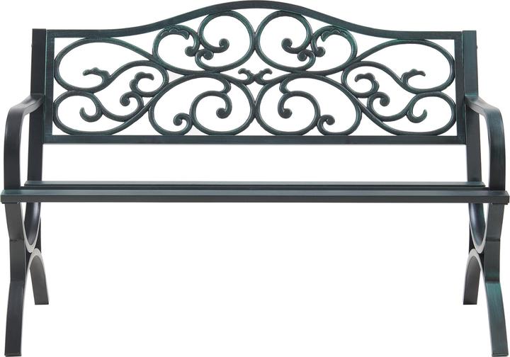 Actual product image Casa.Pro Gartenbank Utav Stahl 127x53x79 cm Dunkelgrau mit grüner Patina