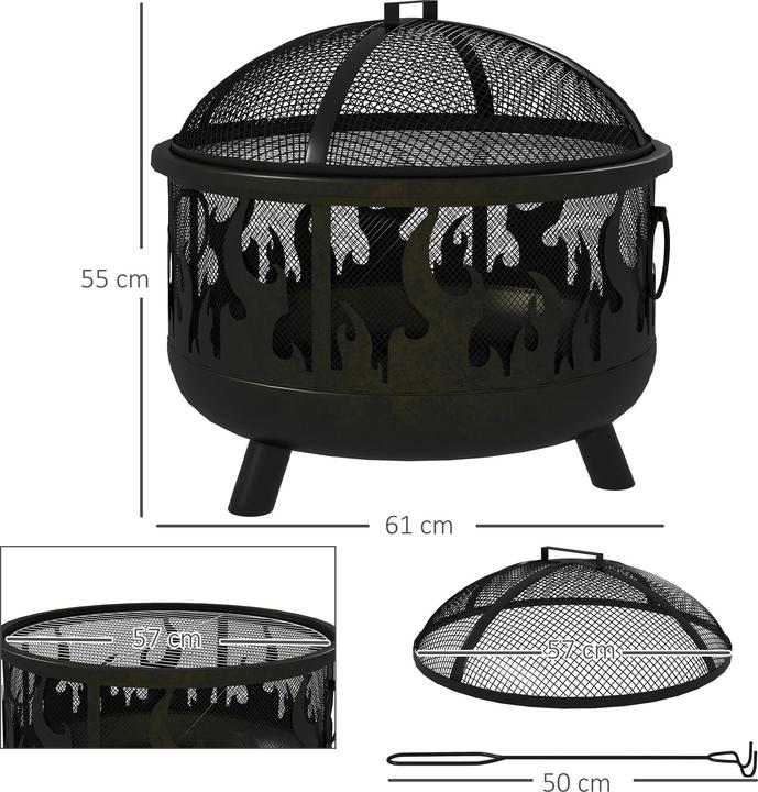 Produktbild Outsunny Feuerschale Metall Schwarz (61 cm)