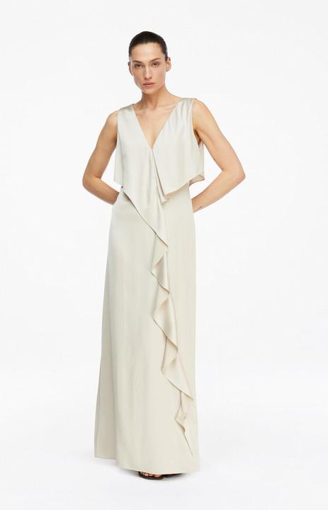 Image du produit Comma Kleid Satinkleid mit V-Auschnitt und Volants (46)