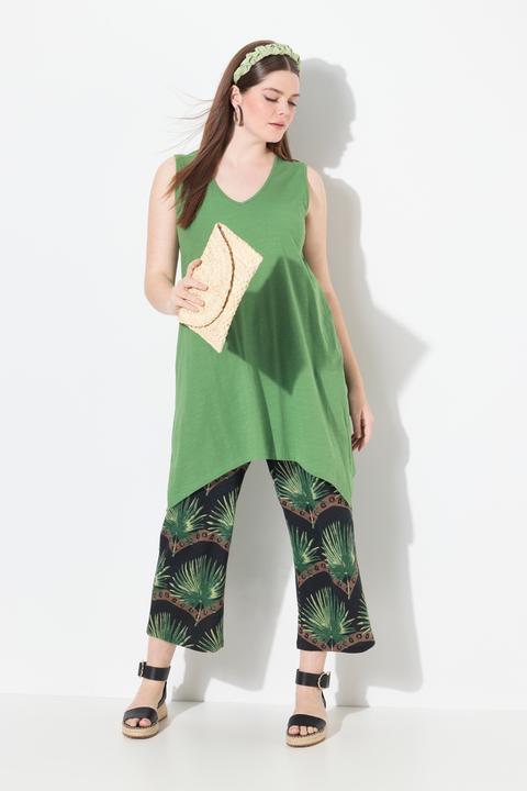 Image du produit Ulla Popken Débardeur long avec base en pointe des deux côtés. Décolleté en V. Coton bio. Coupe évasée (46, 48)