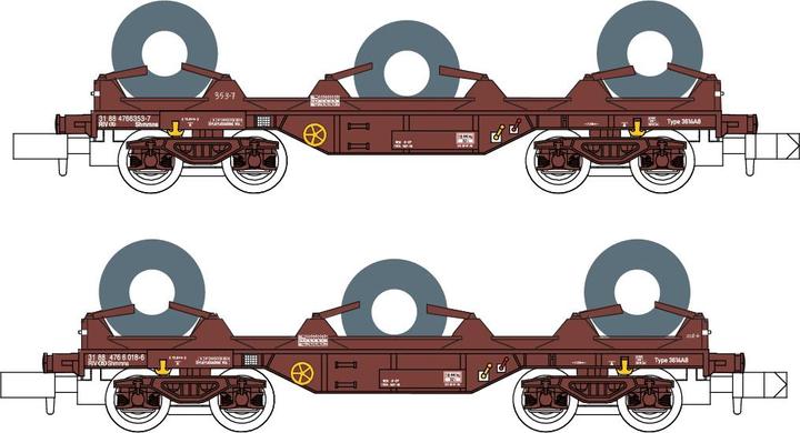 Actual product image Mf Train Set of 2 coil cars Shmmns SNCB Ep.V brown (Track N)